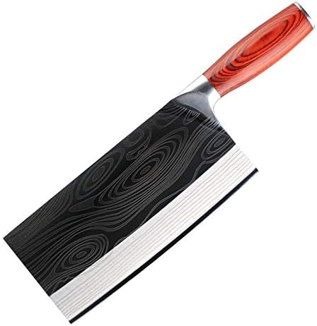MAYiT Meat Cleaver Knife, 4Cr14MOV Stainless Steel Kitchen Knives Chinese Kitchen Utility Chef Knives Sharp Blade Color Wood Handle Cleaver