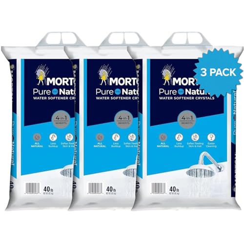 (3 Pack) Water Softener Salt Crystals Natural High-Purity Salt for Softer Skin Reduced Buildup Easy Cleaning 40 lb Each Bag with Handle 120 lb Total