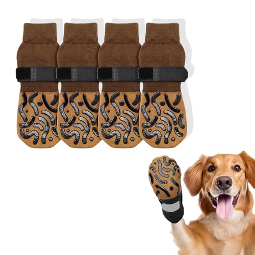 fKiZanthene Chaussettes Antidérapantes pour Chien avec Sangles Réglables, Chausson Chiens 4PCS pour Protection des Pattes, Chaussette Chien Antiglisse pour...