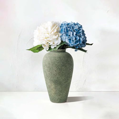 Ceramic Flower Vase Home Decor - 9.2 inch Large Farmhouse Table Vases Rustic Decorative Vases for Kitchen Living Room Coffee Dining Shelf Mantel Decoration