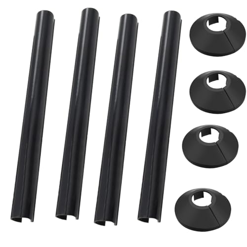 Pack of 4 Black 15mm Radiator Pipe Hole Covers - Durable Plastic Collars & Sleeves Easy to Install and Remove Perfect for Finishing and Protecting Exposed Pipe Holes