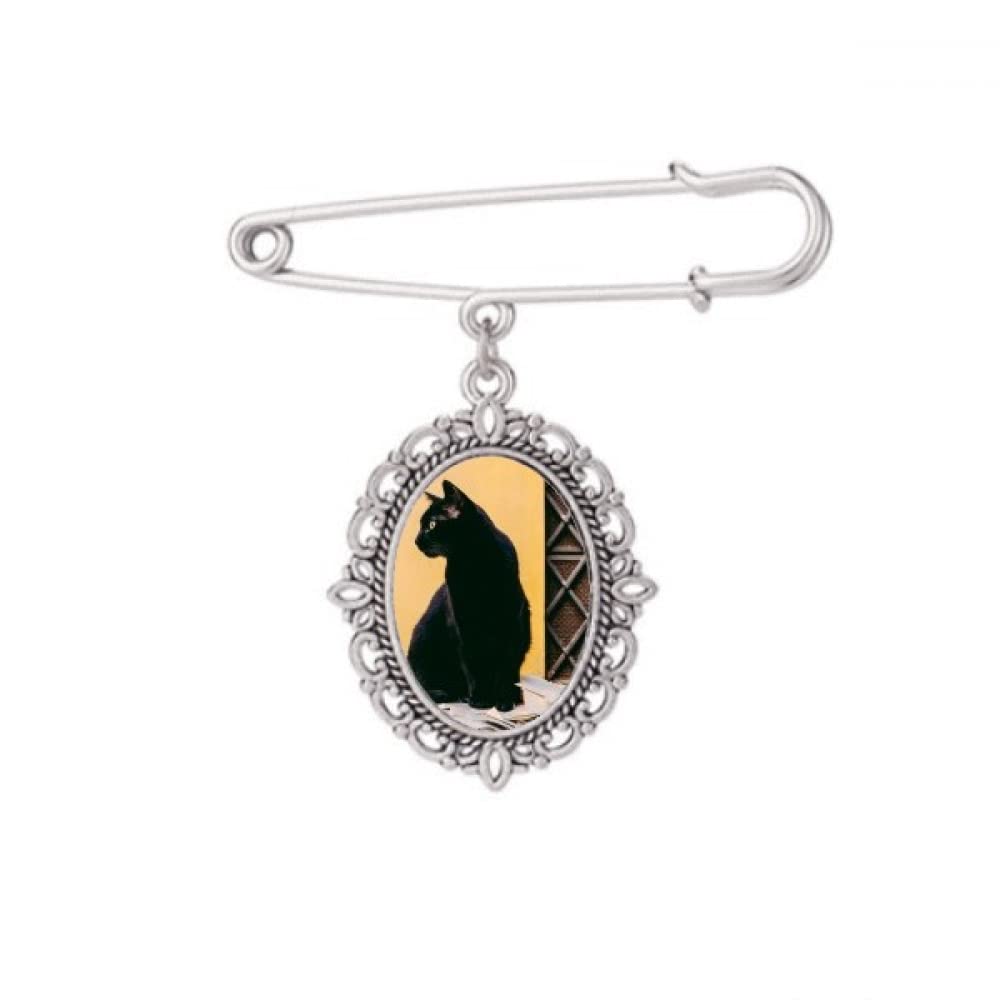 Broche chat noir M pour robe et chemise accessoire de mode