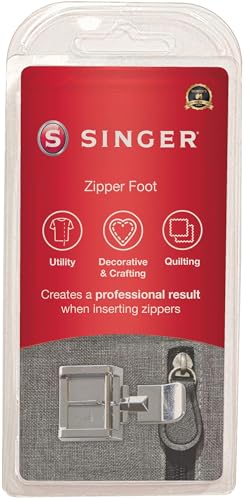 SINGER Zipper & Piping Presser Foot | Easy Install Sewing Machine Attachment | Precise Stitching for Zippers & Piping | Fits Low-Shank Models | Ideal for Fashion Home Dcor & DIY Projects