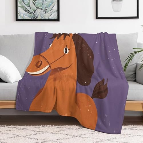 Couverture en flanelle douce au design équestre raffiné