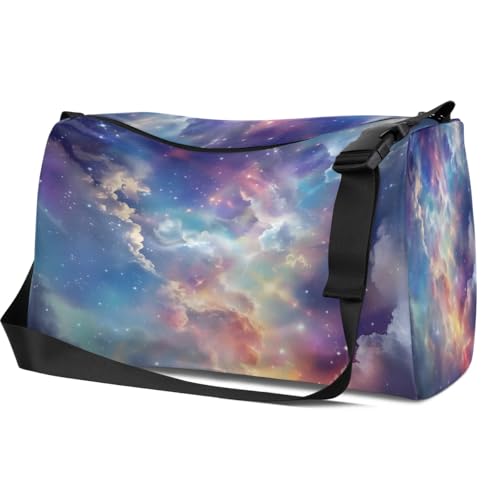 Leather Travel Duffle Bag for Women Men, Galaxy Universe Space Starry Sky Small Sports Gym Bag Weekender Overnight Bags Underseat Carry on Luggage Bags for Airplanes, Personal Item Travel Bag,B-6483