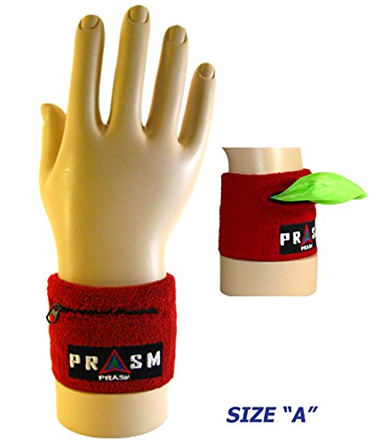 Prasm Cotton Zipper-Pocket Wristband Sports Gym Running Jogging - Solid Colors - Size "A" or "B" (DARK RED, Size A / 3" W x 3" L)