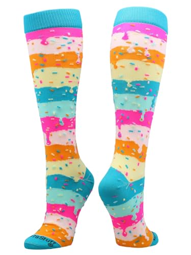 Rainbow Sprinkle Over the Calf Sports Socks – Fun & Colorful Athletic Socks for Girls, Boys, Women & Youth