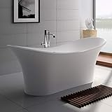 ADM Curved Stone Resin Freestanding Bathtub 68.9', Glossy White