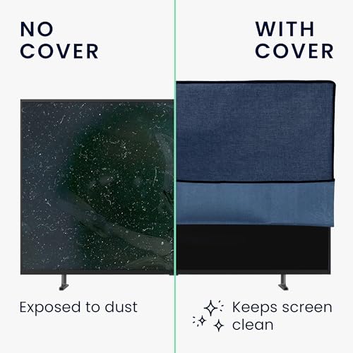 Housse écran TV 43 pouces en lin bleu-gris pour protection télévision