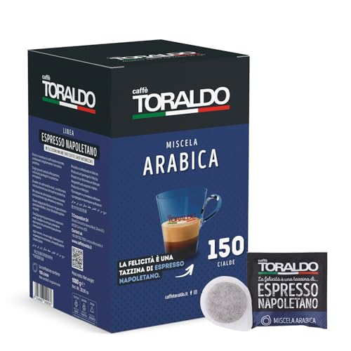 CAFFÈ TORALDO | Cialde ESE 44 | Caffè Selezionato, Tostato e Torrefatto in Italia | Eccellenza del Caffè Napoletano (150 Cialde, Miscela Arabica)
