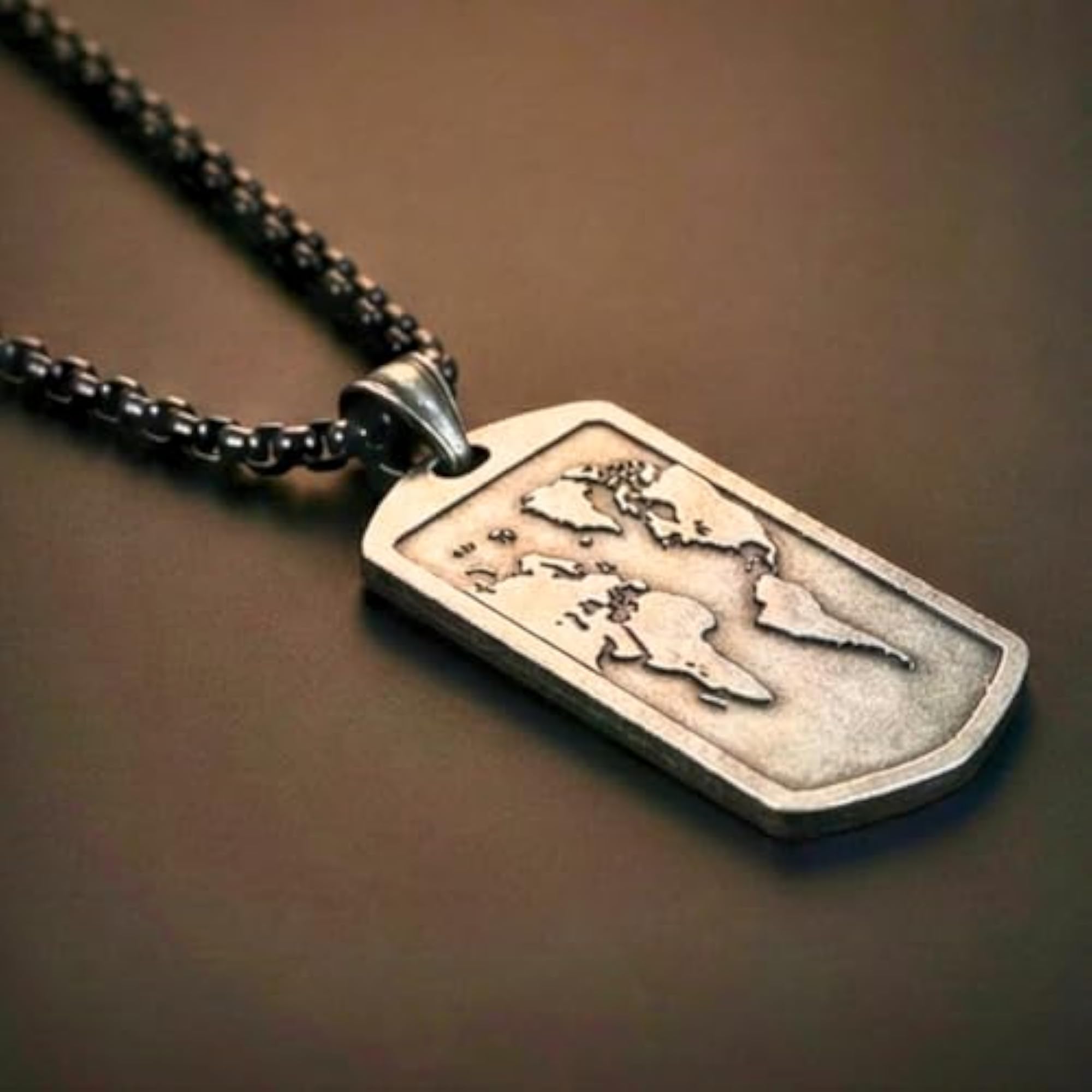 Boys' Titanium Steel Pendant with Round Box Chain Necklace
