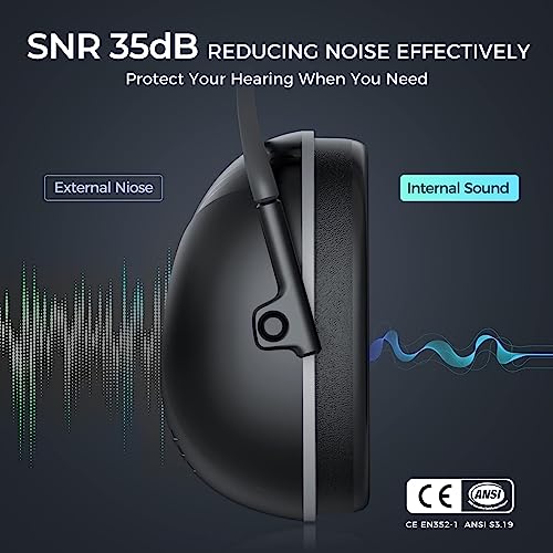 SNR 35dB Hearing Protection Ear Muff, Effective Ear Protection, Noise Cancelling Headphones for Adults Kids Mowing Autism, Adjustable Noise Cancelling Ear Muffs, Safety Earmuffs with Storage Bag - Image 4