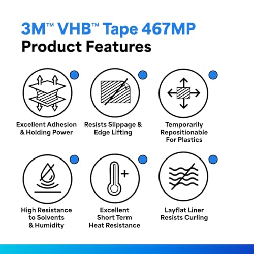 Image of 3M 467MP High Performance Adhesive Transfer Tape 2 inch x 9.25 inch Rectangles (Pack of 100)