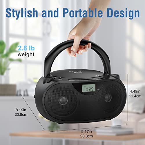 Nextron Portable Bluetooth CD Player Boombox with AM/FM Radio, USB, AUX