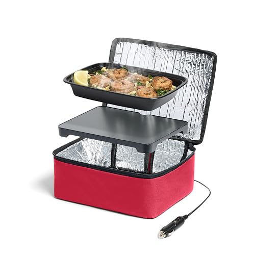 Image of Hot Logic 16801045-RD Food Warming Tote Lunch Bag 12V, Polyester, Red