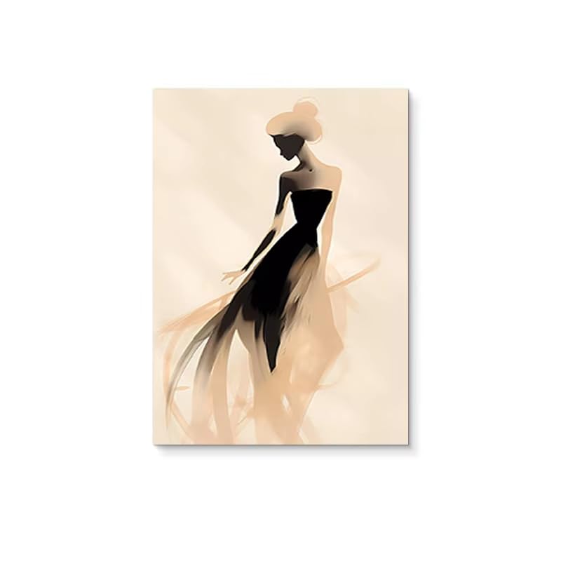 Affiche abstraite personnage féminin toile 90x140 cm avec cadre intérieur pour salon