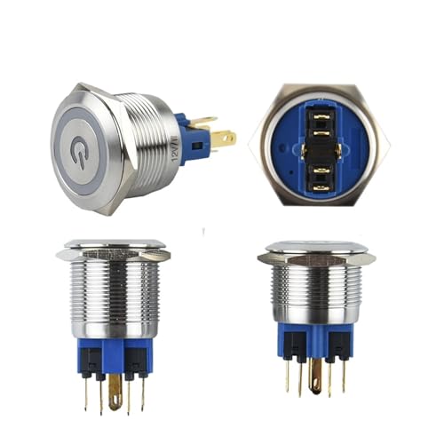 Interruptor de botón metálico 22mm Latching con anillo LED rojo 48V de alta durabilidad 2