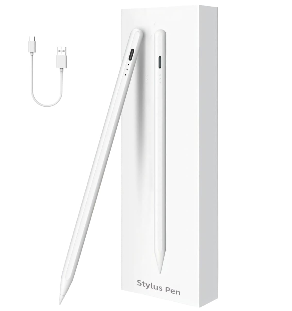 Technoview Stylus Pen for Smartphone/Tablet/iPad/Pro/Air/iPhone/iOS/Android/All Touch Screens Devices, Lightweight, Tilt Sensitivity, Palm Rejection, Type-C Charging (White)
