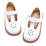 GINFIVE Toddler Little Girls Mary Janes Flats Girls Dress Shoes Kids White Shoes Size 10