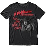 Nightmare On Elm Street Men's T-Shirt - Freddy Krueger Movie Shirt - Horror Tee (Black, X-Large)
