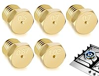 Emezddo 5 Stück Gasherd Düsen,Brenner Gas Herd Ersatzdüsen,LPG-Umrüstsatz,Messing Brennerdüsen,Gasstrahldüsen,Gasstrahl Set,Erdgas Propan Einspritzdüsen,Gas Kocher Gasdüsen(0.5/0.7/0.7/0.87/1.02mm)