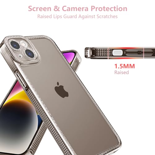 Coque iPhone 13 silicone transparent paillettes scintillantes gris