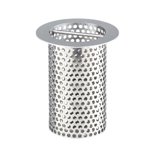 osseph Commercial Floor Drain Strainer, 4 1/2" Lip Diameter x 6" Tall 316 Perforated Cylindrical Mesh Stainless Steel Drain Strainer with Carry Handle for Restaurant/Factory/Kitchen/Laboratory