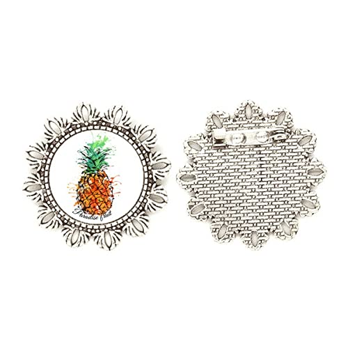 Broche de plata piña y frutas tropicales para vestidos de verano