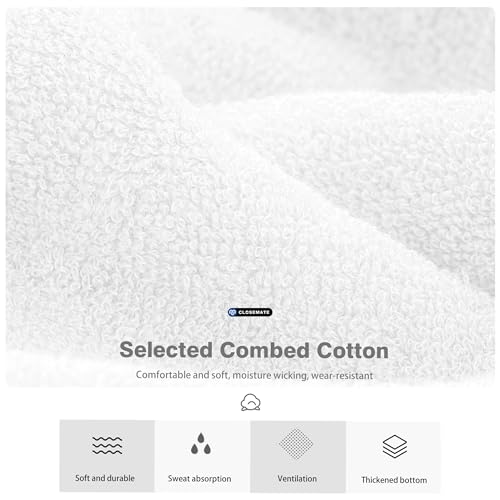 Closemate Men's Cushioned Crew Socks – 6 Pairs, Cotton Moisture-Wicking for Sports and Hiking