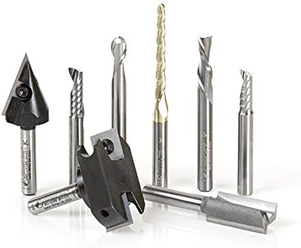 Amana Tool - AMS-131 8-PC Signmaking Starter CNC Router Bit Collection #II, 1/4" Shank