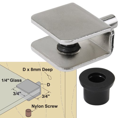 Platte River 941609, Hardware, Shelf And Support, Shelf Pins, 1/4 Glass Shelf Support Nickel Plated, 4-pack