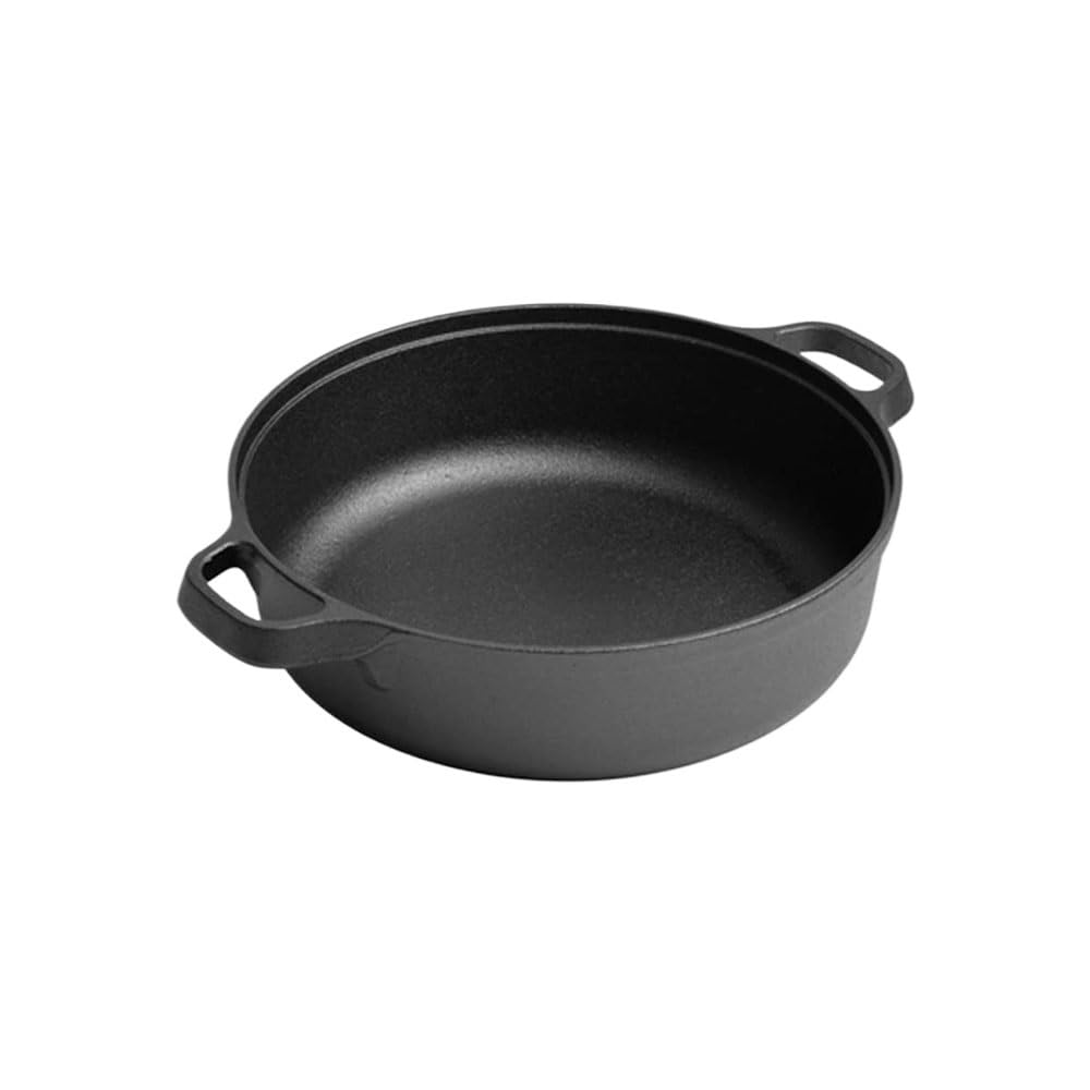 ASerZenith Cast Iron Pan Uncoated Non-Stick Barbecue Frying Pan Kitchen Mini Binaural Wok Induction Cooker Gas Cooker