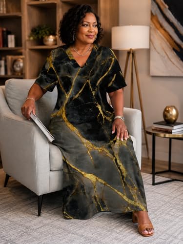 Image of SUZONANA Plus Size Dresses for Curvy Women African Print American Dress Summer Outfits Casual Loose with Pocket