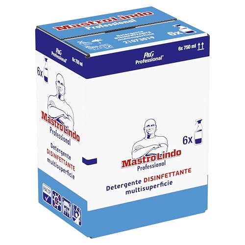 Mastro Lindo Professional Disinfettante Multisuperficie Spray, 750ML X 6, Per Uso Professionale