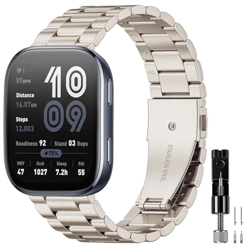 Amazfit Bip 6 �E�H�b�`�o���h/Amazfit Bip 5�o���h�ɑΉ��B22mm�X�e�����X�X�`�[���X�g���b�v���^���u���X���b�g���X�g�o���h Amazfit GTR 4/GTR 3 Pro/GTR 3/GTR 2/GTR 2e/GTR 47mm/