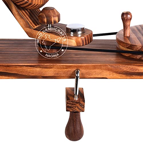 Image of Hind Handicrafts Wooden Yarn Ball Winder for Knitting Crocheting - Handcrafted - Natural Hand Operated - Knitter's Gifts Center Pull Ball Winder (Pinewood)