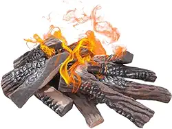 Toras de Lareira A Gás, 10 Unidades de Toras Grandes de Lareira Falsa, Conjunto de Toras de Lenha de Cerâmica Decorativa para Inserções de Gás Internas e Externas, Ventiladas, Sem Ventilação,