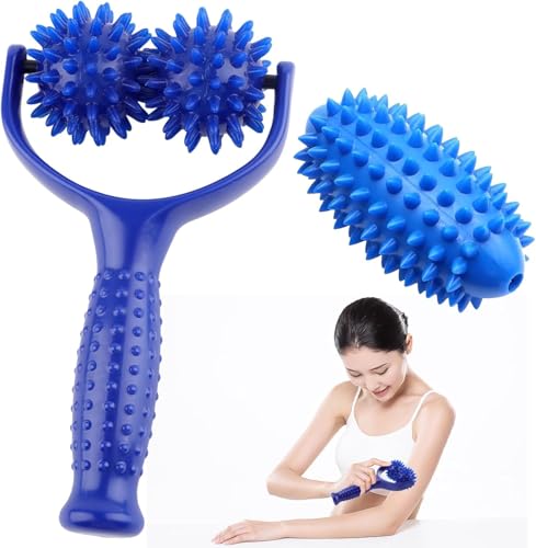 Massage Roller Massageroller with 3 PCS Spiky Massage Ball Interchangeable Body Massage Tools Self Massges Rollers for Muscle Body Relaxing
