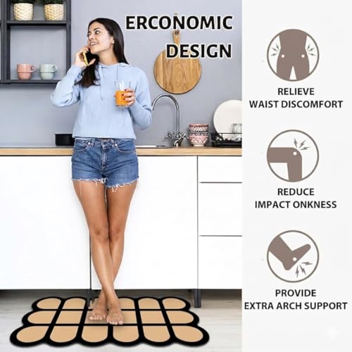 Image of Kitchen Anti Slip Mat for Floor, Waterproof Washable Kitchen Mats, Non Slip Kitchen Floor Mats for Home, Soft Mats for Kitchen, Kitchen Mats for Floor Anti Slip (Fancy Brown Ladder)