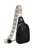 CHOLISS Small Sling Bag for Women Leather Crossbody Fanny Packs Chest Bag for Women, Black