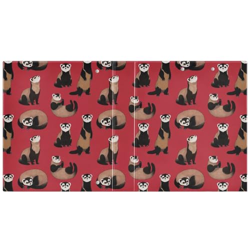 3 Ring Binder 1.5 inch Binders Ferrets Red Three Ring Binders Organizer with Clipboard Plastic Folder 3 Interior PVC Clear Pockets - Image 2