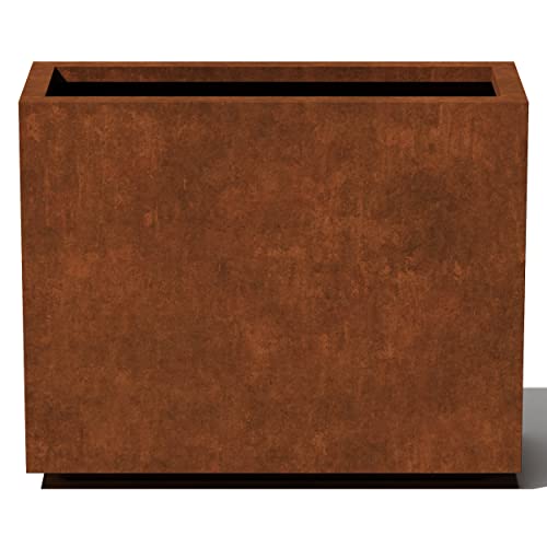 Modern Rectangular Outdoor Steel Planter, Rust Finish Garden Design Works