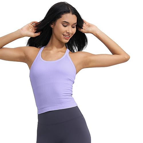 Image of sphinx cat Womens Ribbed Workout Crop Tops with Built in Bra Yoga Racerback Tank Top Slim Fit