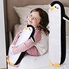 Sprinqdawin Long Penguin Plush Pillow, 20” Black Penguin Stuffed Animal, Cute Cartoon Sleeping Plushy, Soft Cuddly Hugging Plush Toys Kawaii Body Pillow, Sweet Gift at Birthday for Kids Adults #4