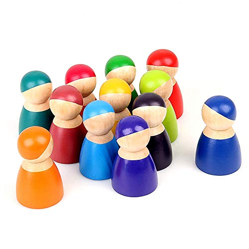 per 12pcs Peg Dolls Set de Madera Muñecas de Manualidad para Niños Infantiles Muñecas 6.5cm DIY Pintar meñecas Coleccionables Regalo de Fiestas