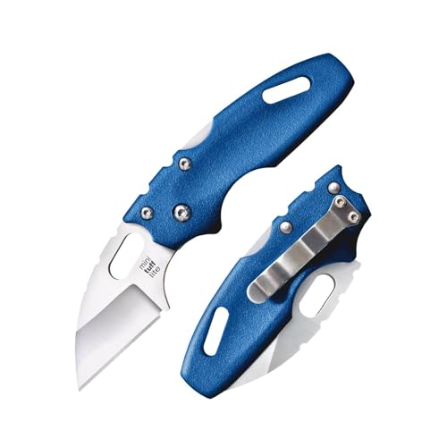 Cold Steel Mini Tuff Lite 2' 4034SS Sheepsfoot Razor-Sharp Blade 3' Griv-Ex Blue Handle Everyday Carry Pocket Folding Knife