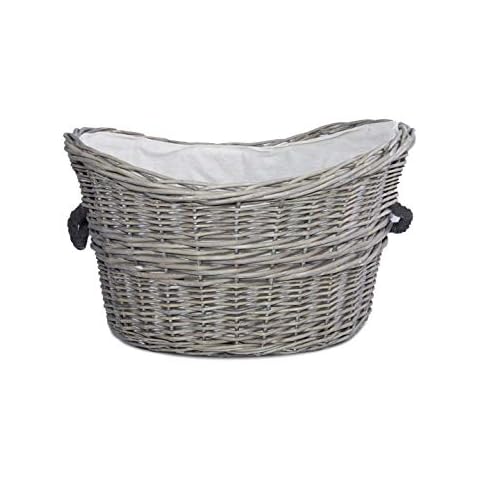 Vintage Rope Handle Heavy Duty Log Basket Home Storage Laundry Basket Toys Box (Oval Shaped) Cover