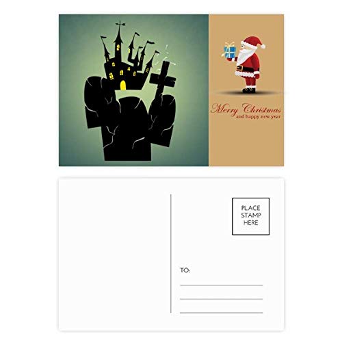 Lot de 20 cartes postales Halloween cimetière château et Noël illustrées