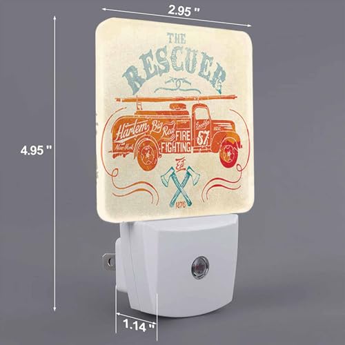 Image of Led Night Light,Red Fireman Vintage Fire Fighting Firefighter Led Night Light Plug Into Wall with Dusk to Dawn Light Sensor White Energy Efficient Nightlight for Bedroom Hallway Living Room