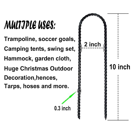Image of 10-Inch Trampoline Stakes Heavy Duty U Shaped Rebar Ground Stakes Ground Anchors for Sporting Goods Security, House Construction (24)